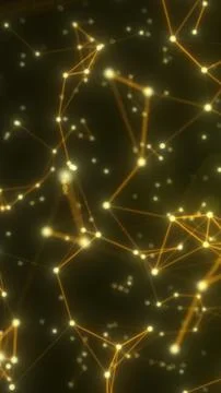 Abstract golden network of glowing nodes and lines, symbolizing digital con.. Stockillustratie