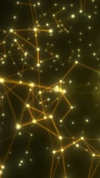 Abstract golden network of glowing nodes and lines, symbolizing digital con.. Stock Illustration