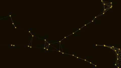 Abstract golden network of interconnected nodes on a deep black background 库存影片 335118073