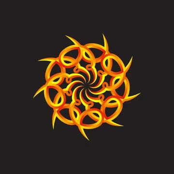 Abstract Golden Orange Loop Mandala Stock Illustration