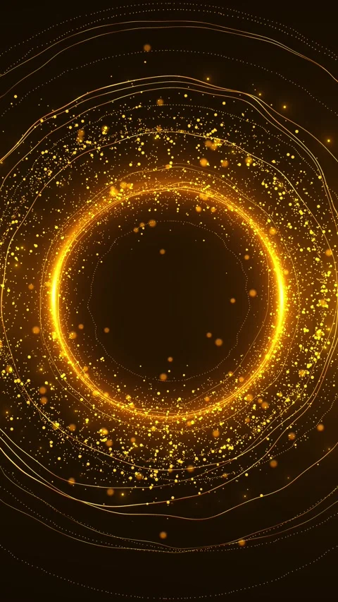 Abstract golden particle circle visual bright ring flare, orbit paths, sparkling Stock Footage 340469447