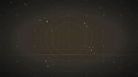 Abstract Golden Particle Network with Digital Grid and Circular HUD Interface Stock Footage 339316463