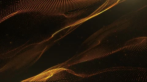 Abstract golden particle waves flowing on dark space Stock Footage 328448629