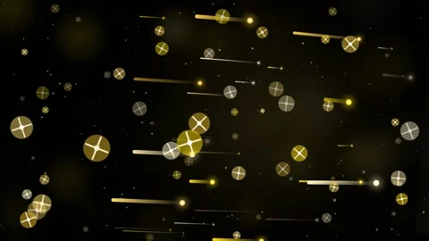 Abstract Golden Particles and Glowing Spheres Floating in Dark Space with Video stock 345430516