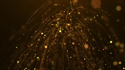 Abstract golden particles and light trails falling on a dark background Stock Footage 312814765