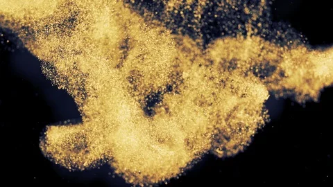 Abstract golden particles with blurred defocused bokeh moves chaos, snow flakes Stock Footage 124372202