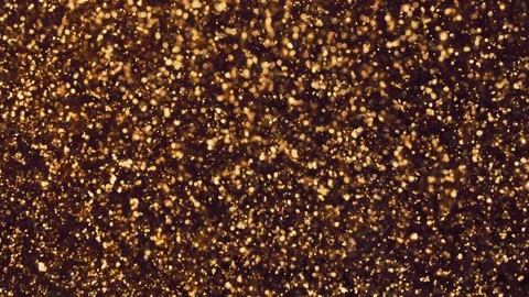 Abstract golden particles with blurred defocused bokeh moves chaos, snow flakes Stock Footage 124406463