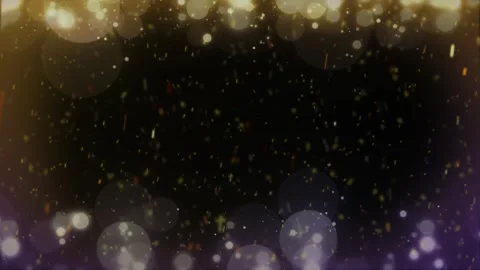Abstract golden particles floating against dark background with blurred bokeh Stock Footage 345329195