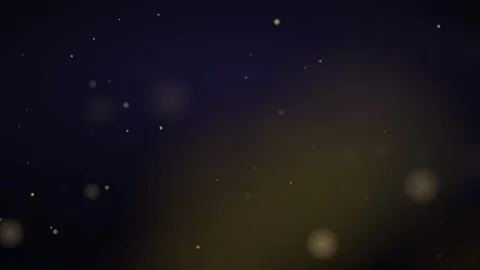 Abstract golden particles floating in a dark blue space with soft bokeh light Stock Footage 345427812