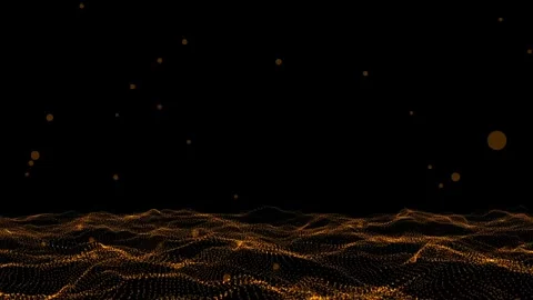Abstract golden  particles forming a flowing wave Stock Footage 345625478