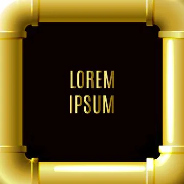 Abstract golden pipes border. Vector frame illustration Stock Illustration