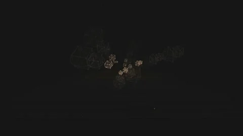 Abstract Golden Plexus Network of Floating Geometric Cubes Moving Through Dark Stock Footage 339317272