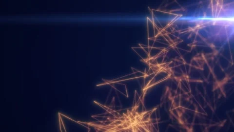 Abstract golden polygonal network of glowing lines and nodes forming a futu.. Stock Footage 323702430