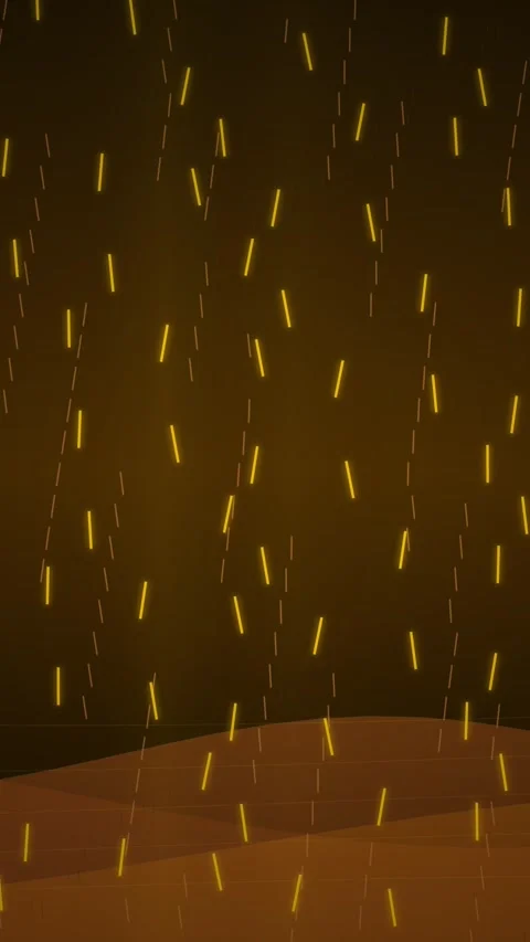 Abstract Golden Rain Particles Falling Over Dark Desert Dunes Background Stock Footage 346196567