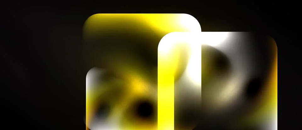Abstract golden rectangles overlap, creating luminous shapes. Dark background Stock Illustration