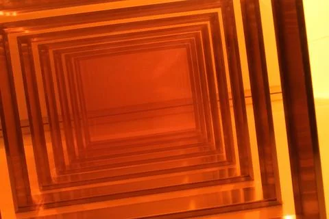 Abstract Golden Rectangular Perspective and Infinite Tunnel Effect 库存照片