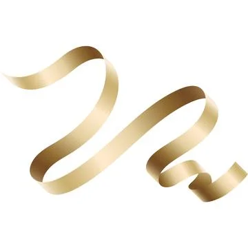 Abstract Golden Ribbon Curl Vector Decoration with Dimensional Metallic Sat.. Stock Illustration