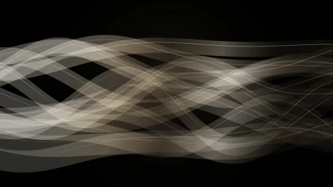 Abstract golden ribbons flowing in dynamic wave motion on black background .. Video stock 344996492