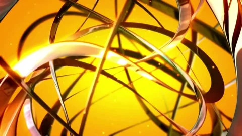 Abstract Golden Rings Rotating in Motion Background Stock Footage 336052001