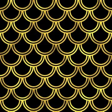 Abstract golden scaled seamless vector pattern Stock Illustration