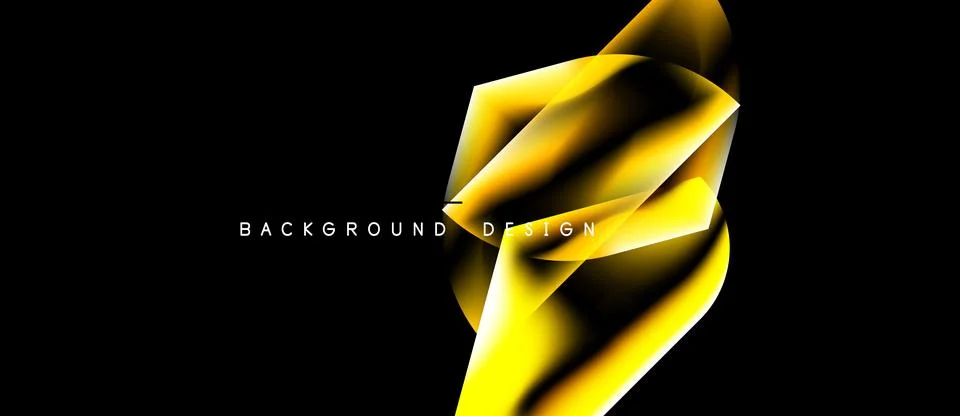 Abstract golden shape dominates black background. Dynamic lines create modern Illustrazione stock