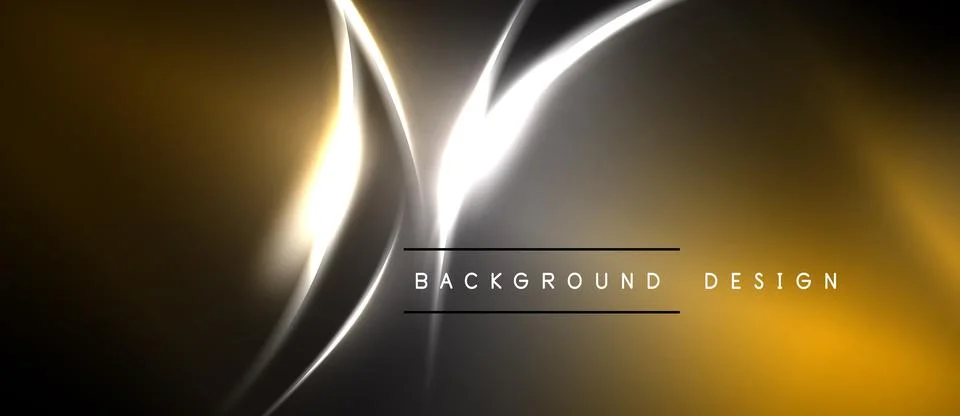 Abstract golden, silver lines create dynamic flow. Dark background emphasizes Stock Illustration
