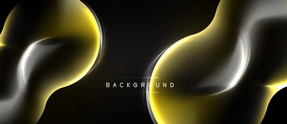 Abstract golden, silver waves flow across black background. Elegant design Ilustración de archivo