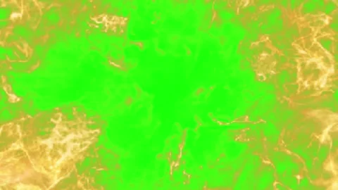 Abstract golden smoke swirls evolving against vibrant green screen background Vidéo 344516144