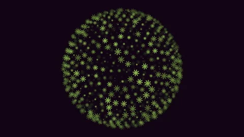 Abstract golden snowflake sphere rotating on dark background, festive 3D Stock Footage 330065353