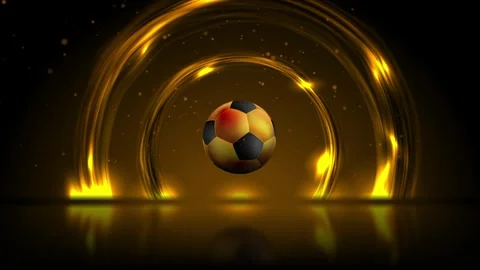 Abstract golden soccer motion background with football ball and neon rings Vídeo Stock 337465392