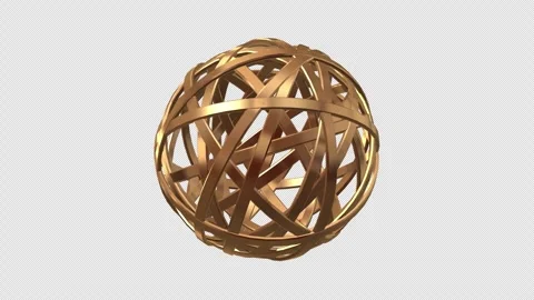 Abstract Golden Sphere With Alpha Channel Vidéo 255998260