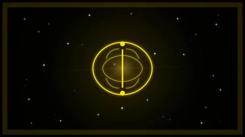 Abstract Golden Sphere Orbiting in Starry Space - Futuristic Sci-Fi Technol.. Stock Footage 346661048