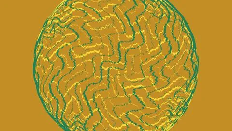 Abstract golden sphere with wavy lines pattern Stock Illustration