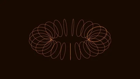 Abstract golden spiral geometric pattern connecting nodes on dark background Stock Footage 342523227