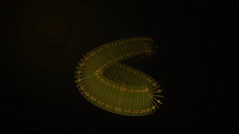 Abstract Golden Spiral Structure Rotating in Deep Space with Stars Stock Footage 346660509