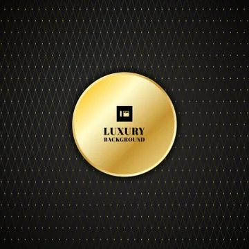 Abstract golden square lines grid with circles pattern on black background lu Stock Illustration