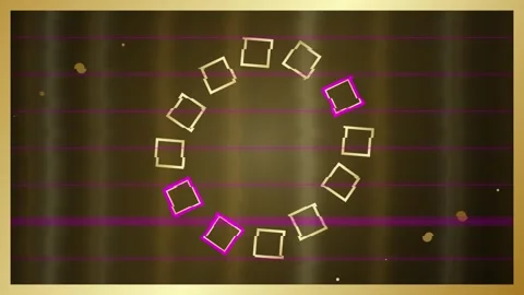 Abstract Golden Squares Rotating Circle Animation on Dark Textured Background Video stock 346661799