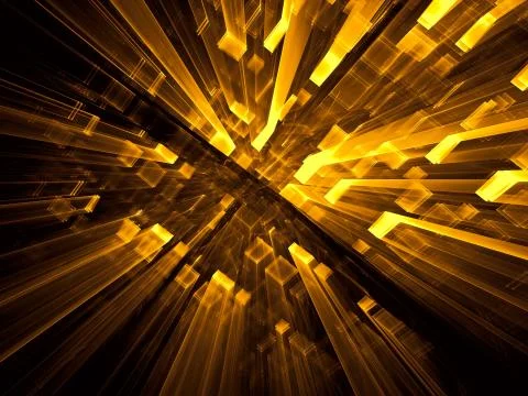 Abstract golden technology background with perspective - digital Stock Illustration