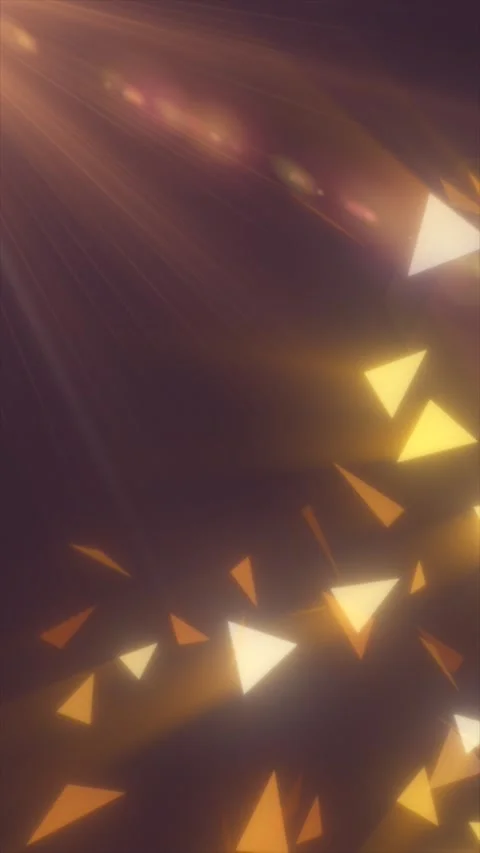Abstract golden triangle particles glowing in warm light with lens flare, c.. Stock Footage 332776355