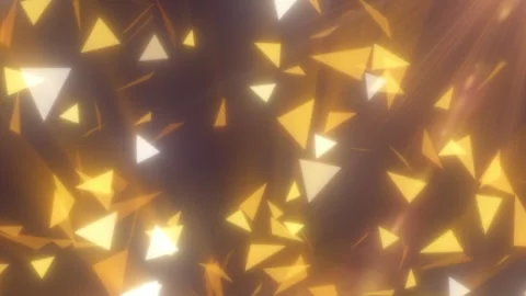 Abstract golden triangle particles glowing in warm light with lens flare Stock Footage 334130191