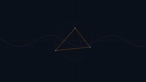 Abstract golden triangle with a subtle blue wave on a dark background 库存影片 338309922
