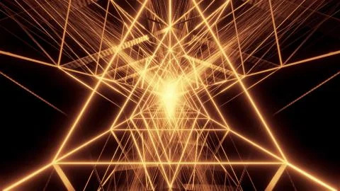 Abstract golden triangle wireframe design 3d rendering background wallpaper Stock Illustration