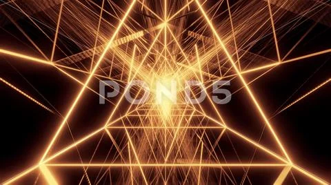 Abstract golden triangle wireframe design 3d rendering background wallpaper Stock Illustration