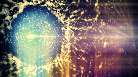 Abstract Golden Triangles Particles Mirror View Background Video stock 276428643