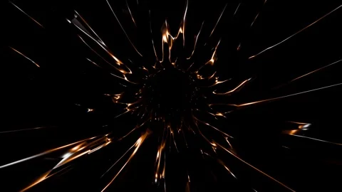 Abstract golden tunnel made of liquid metal splashes on a black background Stock Footage 328525931