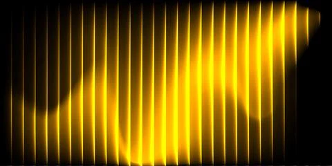 Abstract golden vertical light bars forming wave pattern. Radiant yellow gl.. イラスト素材