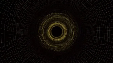Abstract golden vortex tunnel with mesh pattern and singularity Video stock 327607863