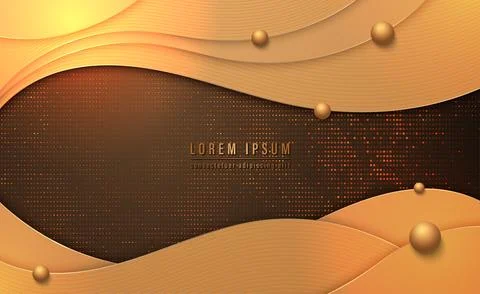 Abstract golden wave background with dot halftone pattern イラスト素材