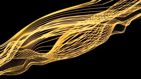 Abstract Golden Wave on Black Background Stock Footage 289110603