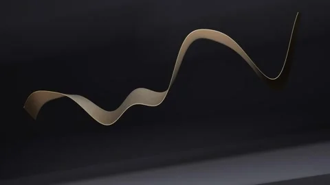 Abstract golden wave on dark background. 3d rendering Stock Footage 339438080